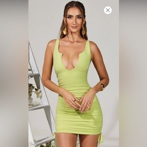 NWT Green Bodycon Mini Dress w/ Side Ruching